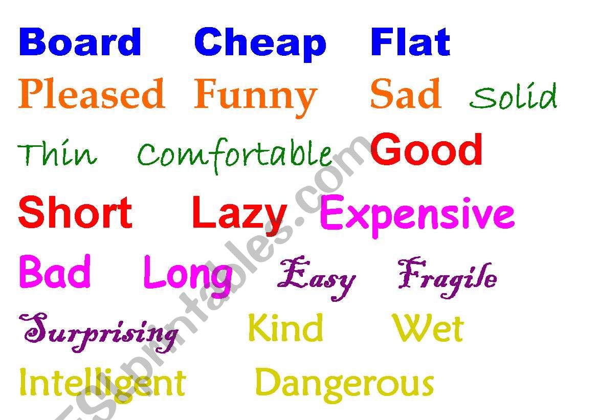 Adjectives worksheet