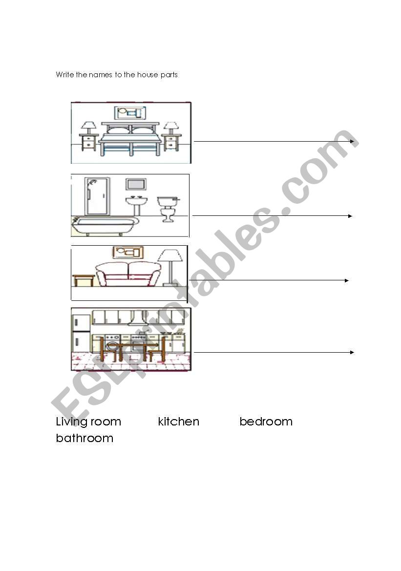 house parts  worksheet