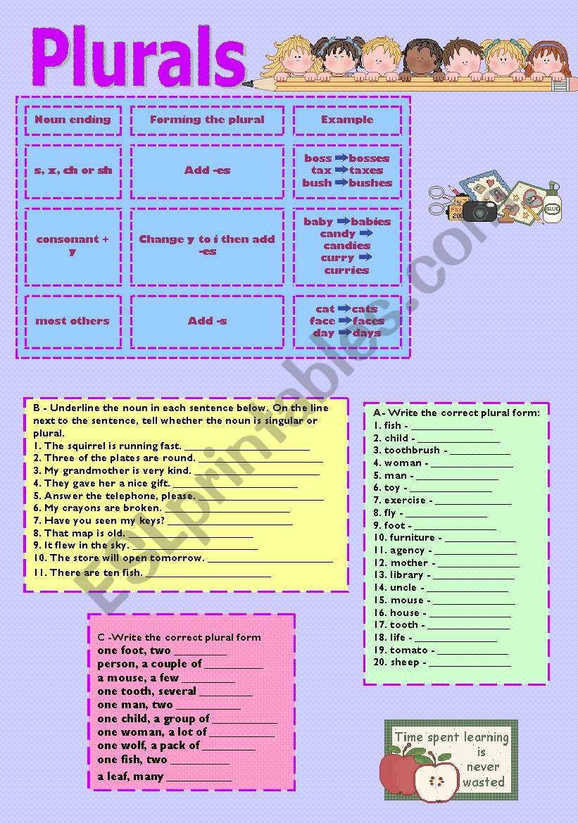 Plurals worksheet