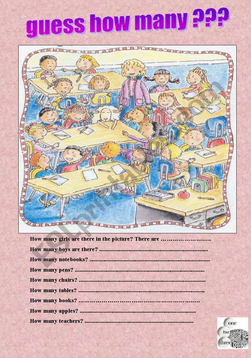 Guess how many ? worksheet