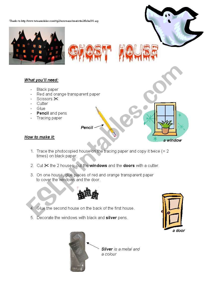 HALLOWEEN PARTY - Ghost house worksheet