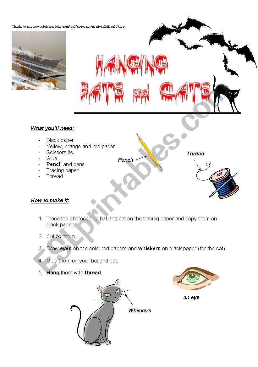 HALLOWEEN PARTY - Hanging Bats & Cats