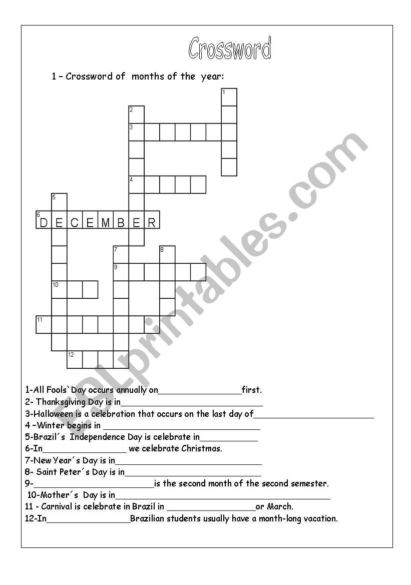 CROSSWORD worksheet