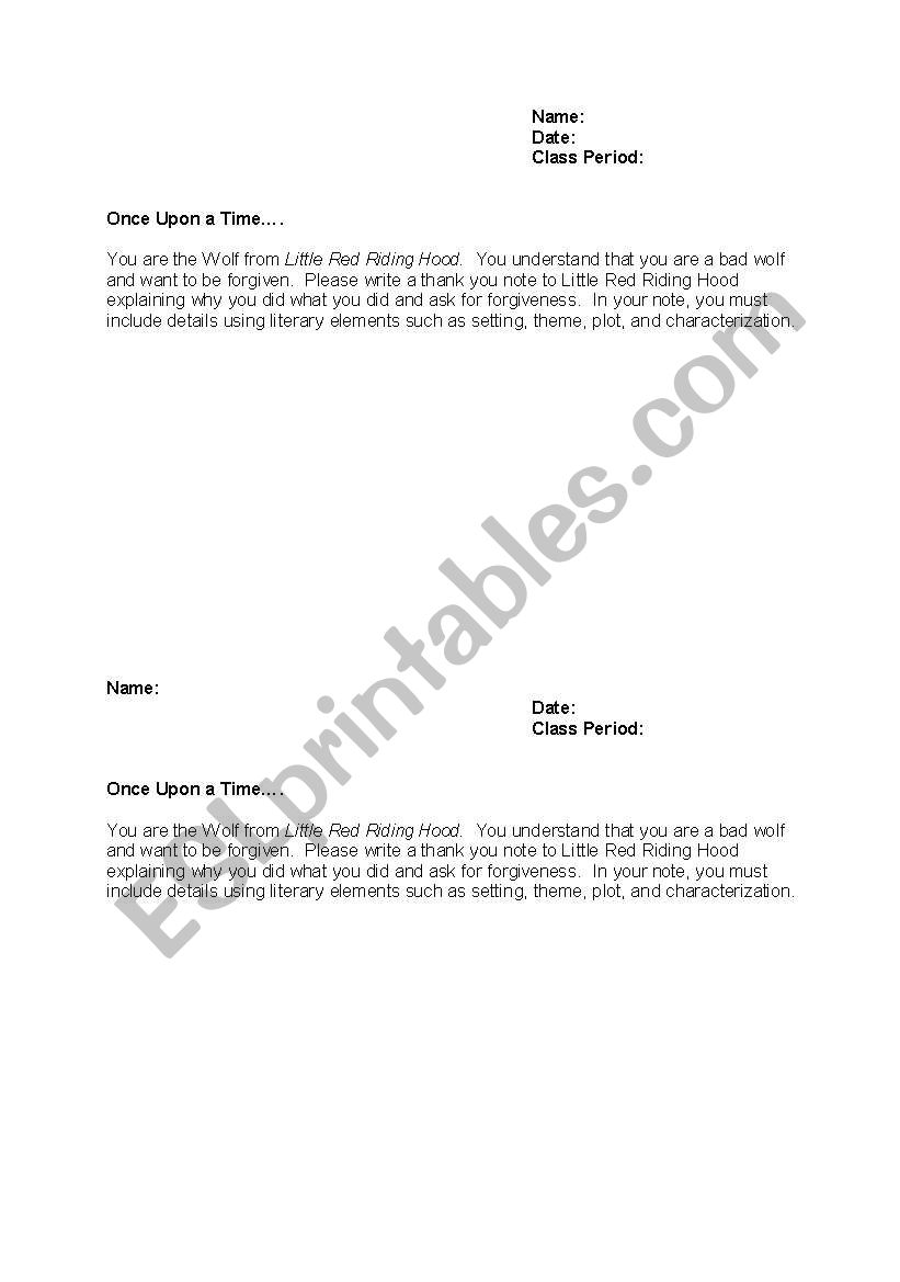 RAFT writing activity  worksheet