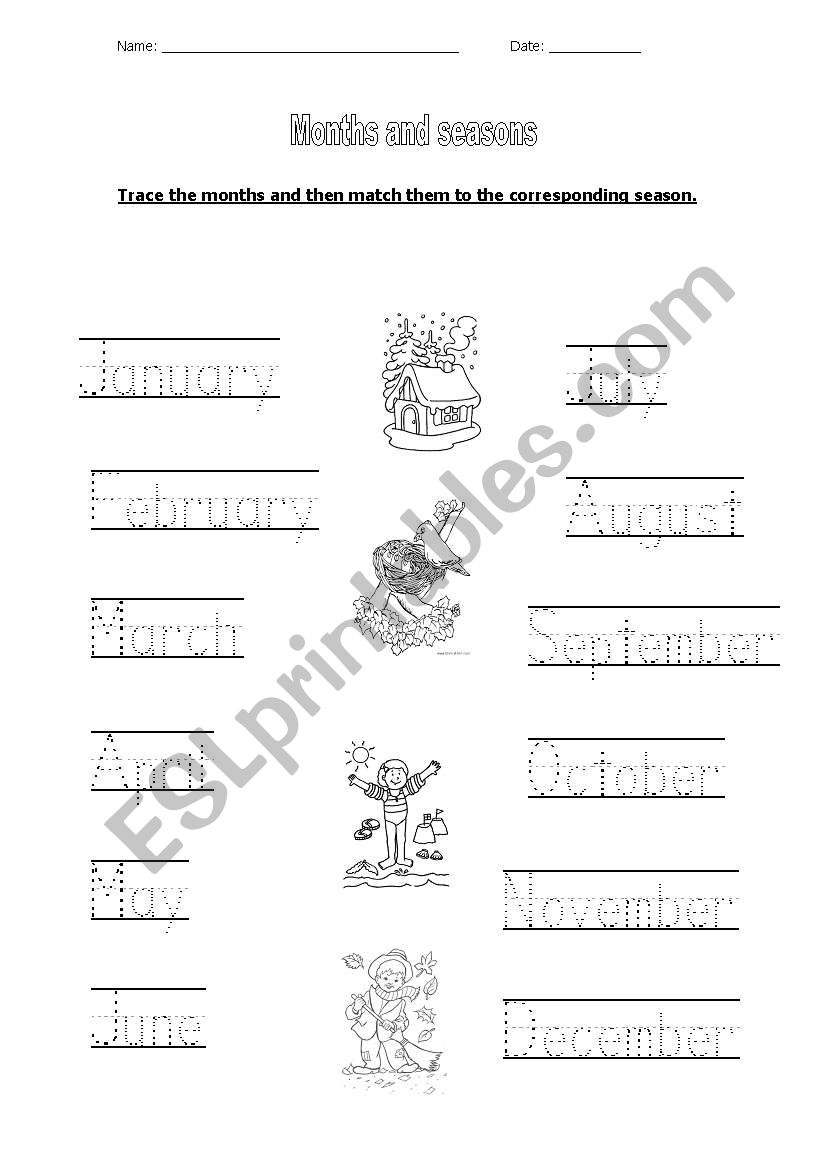 Months and seasons worksheet