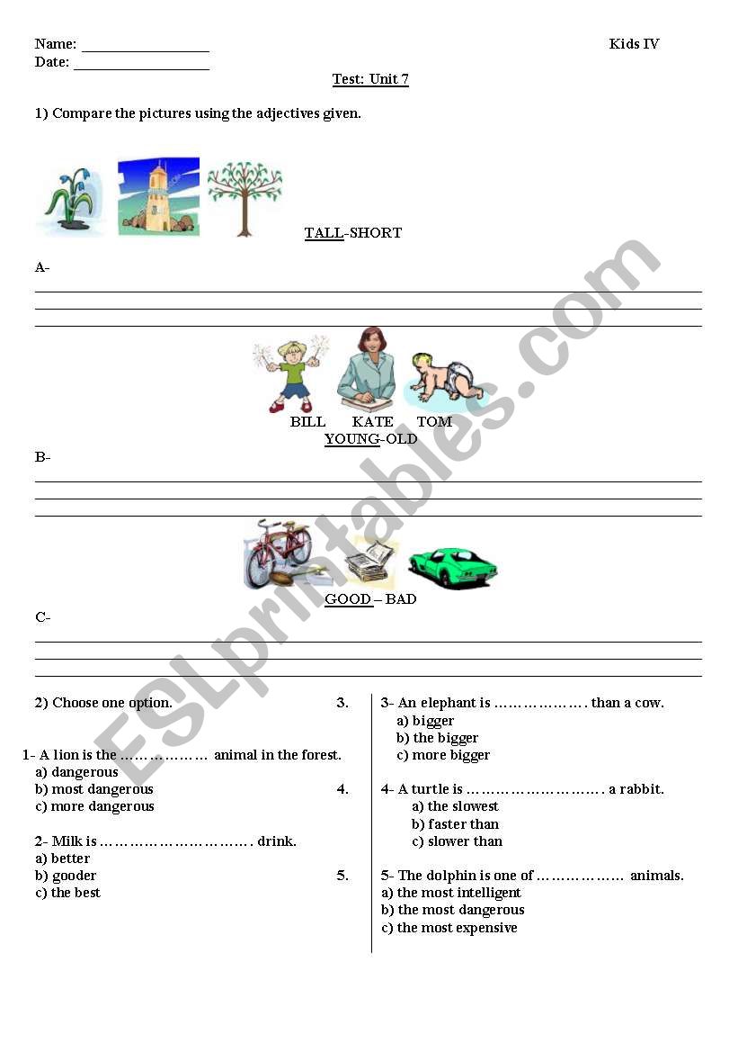 Comparatives and superlatives test