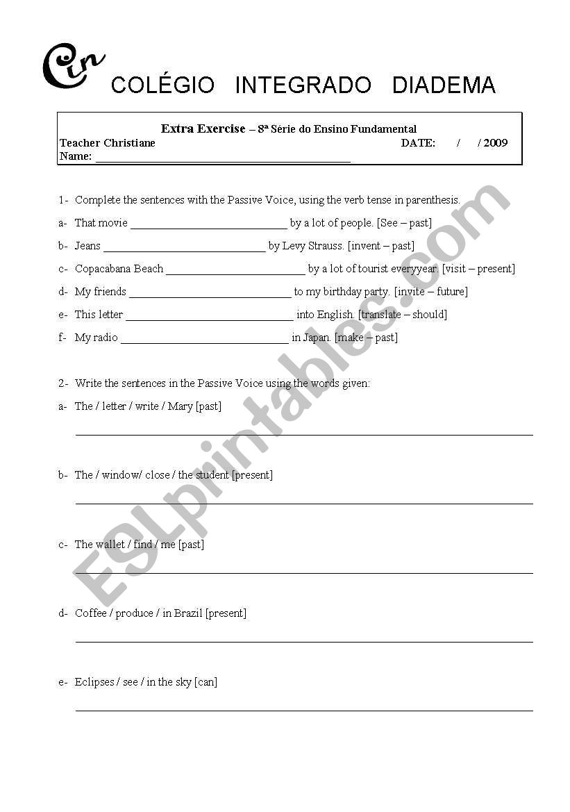 Passive voice worksheet