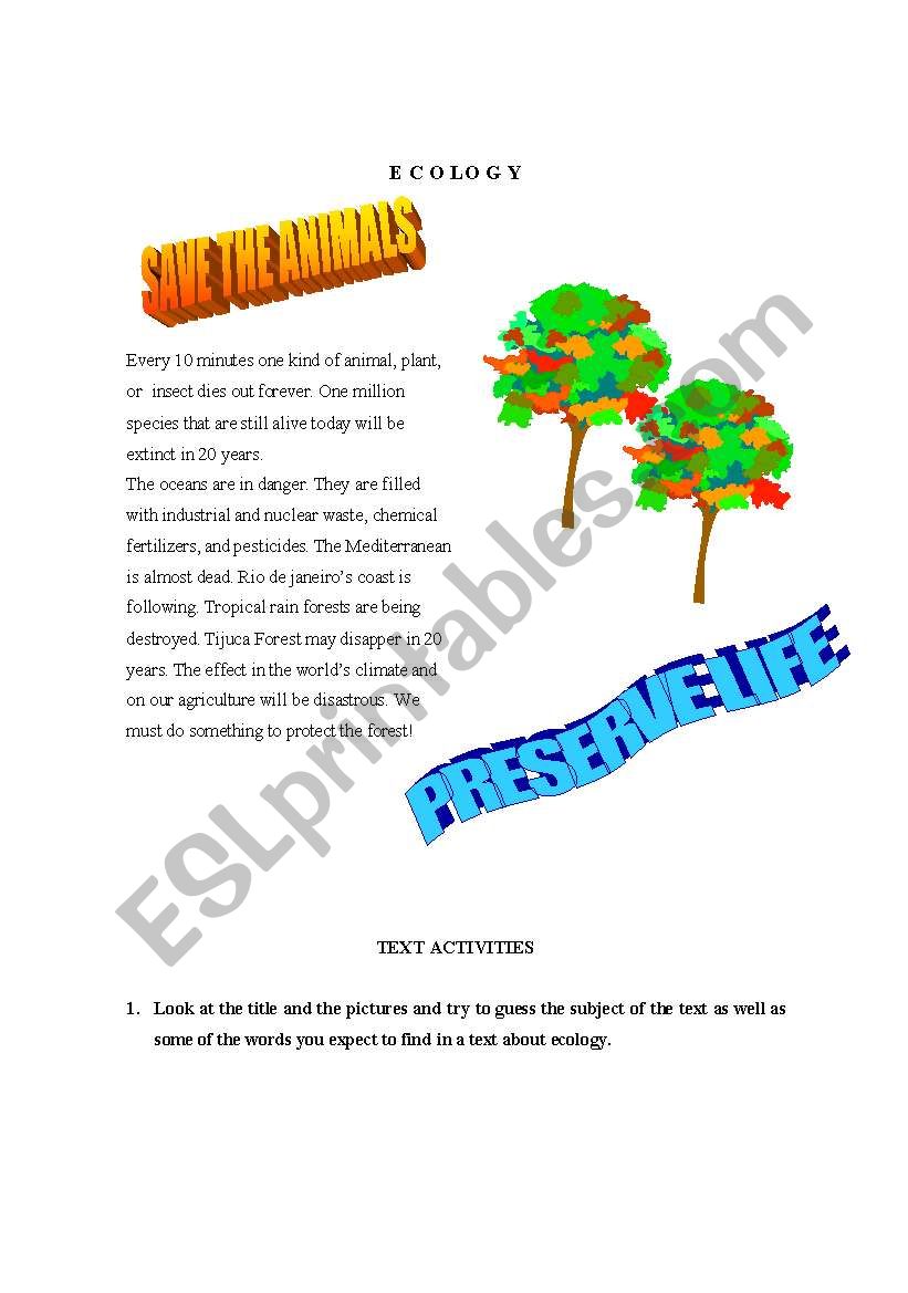 Ecology worksheet