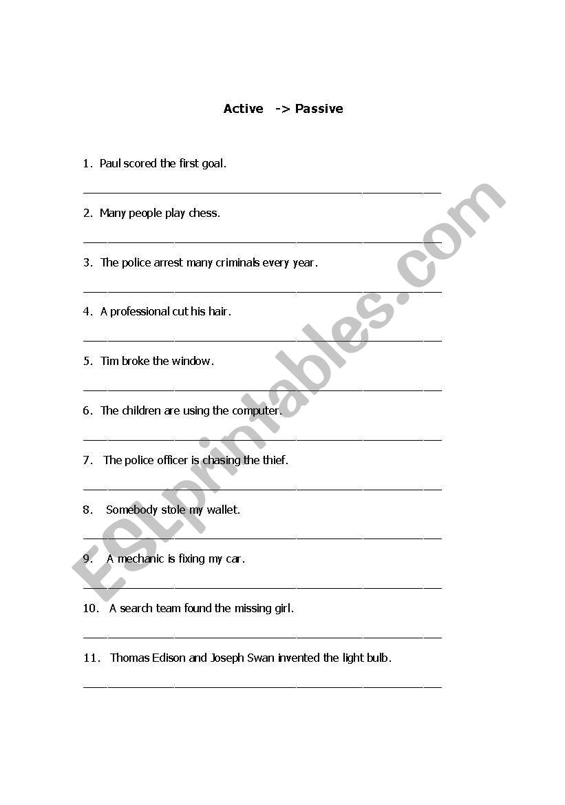 Active - Passive worksheet worksheet