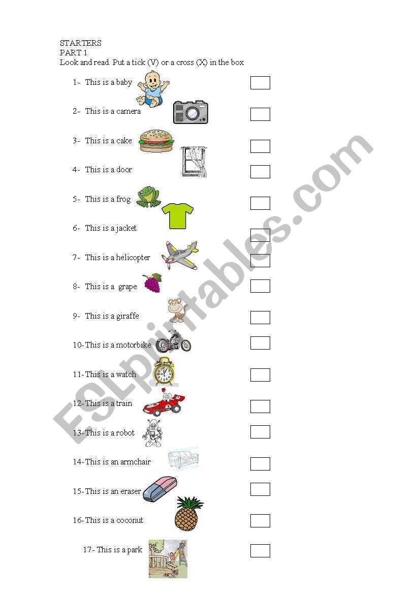 STARTER YLE EXAM CAMBRIDGE worksheet