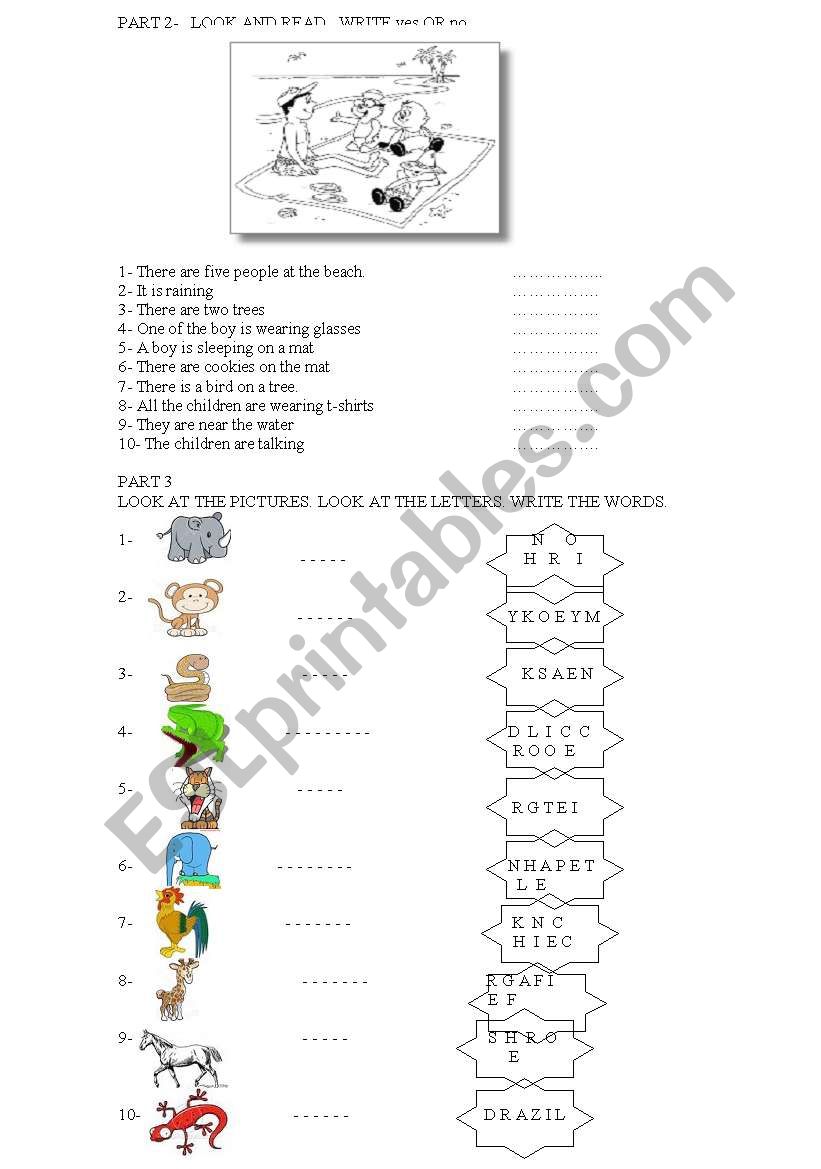 starters YLE cambridge exam worksheet