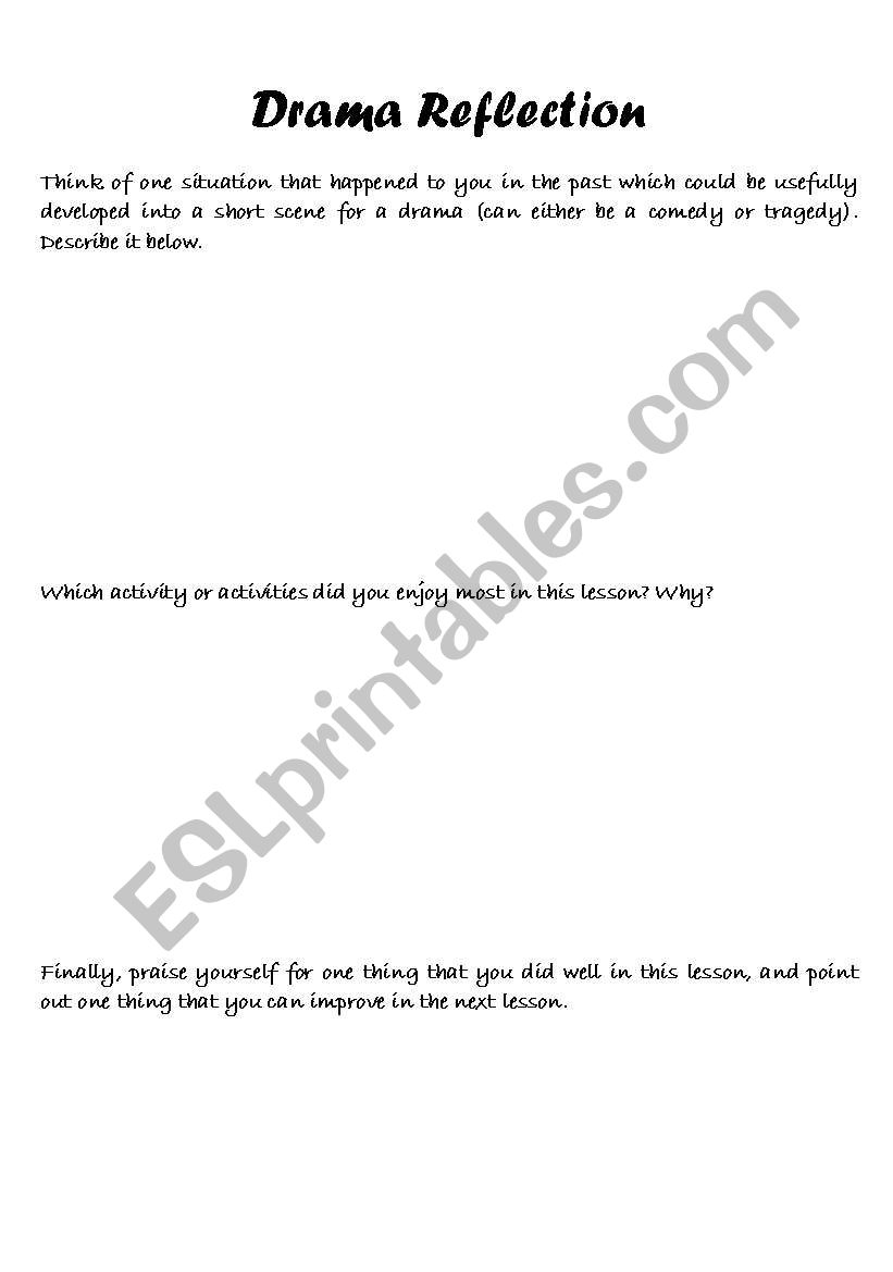 Drama Reflection worksheet