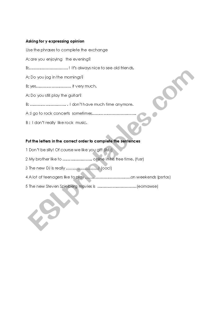 every day english worksheet