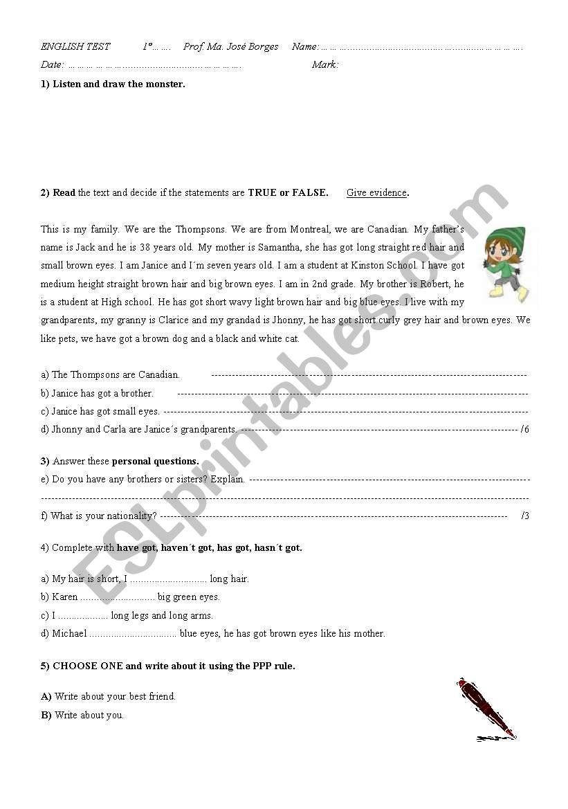 Test  worksheet