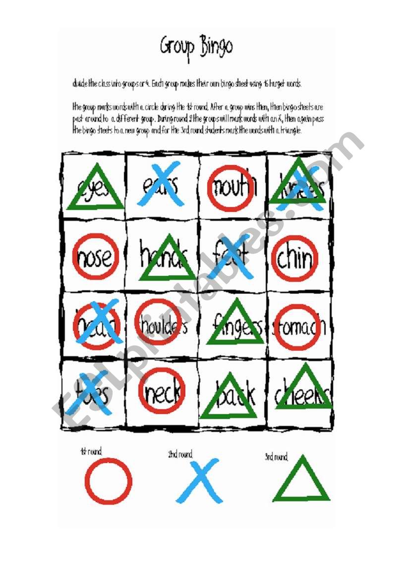 group bingo worksheet