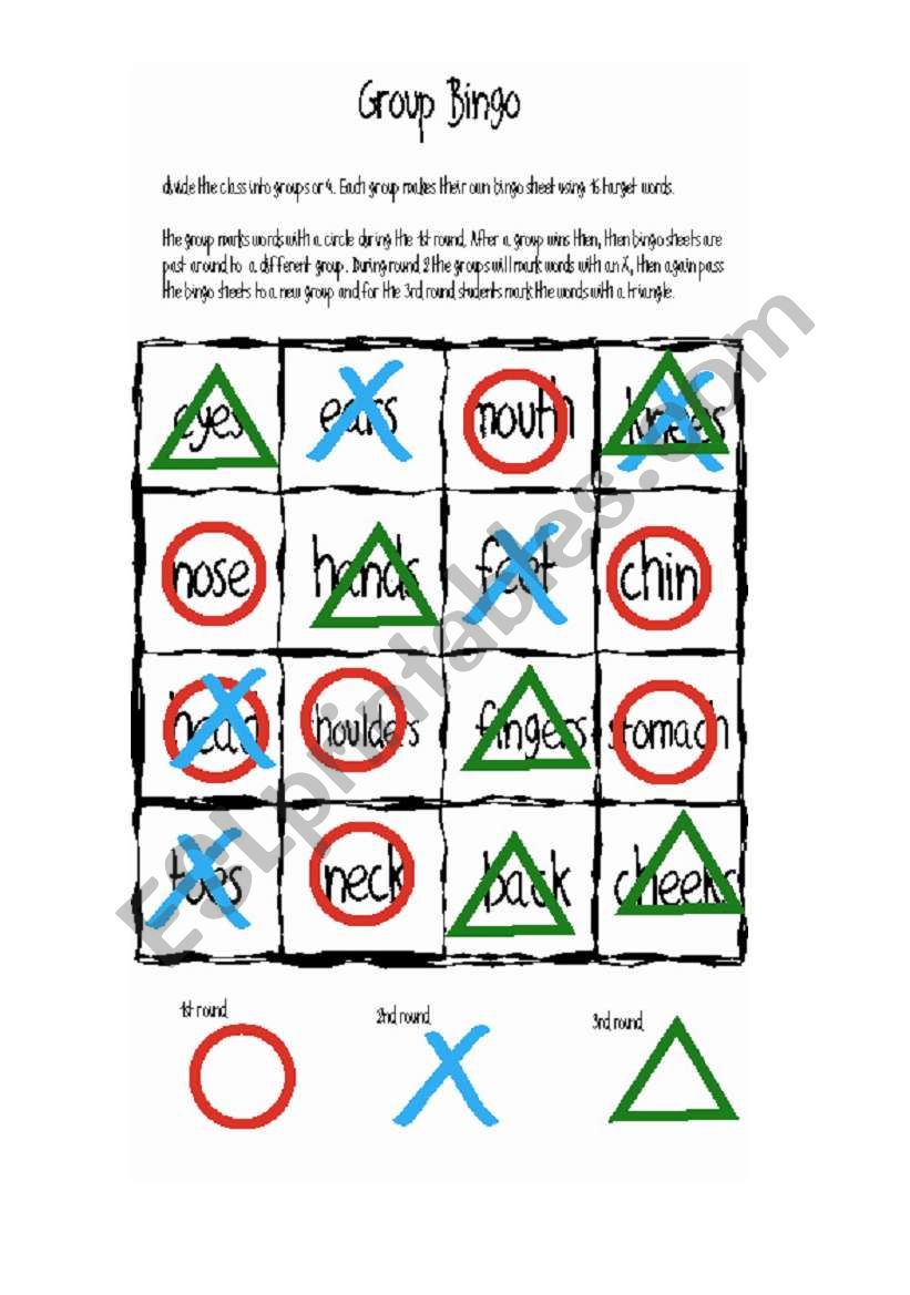 group bingo worksheet