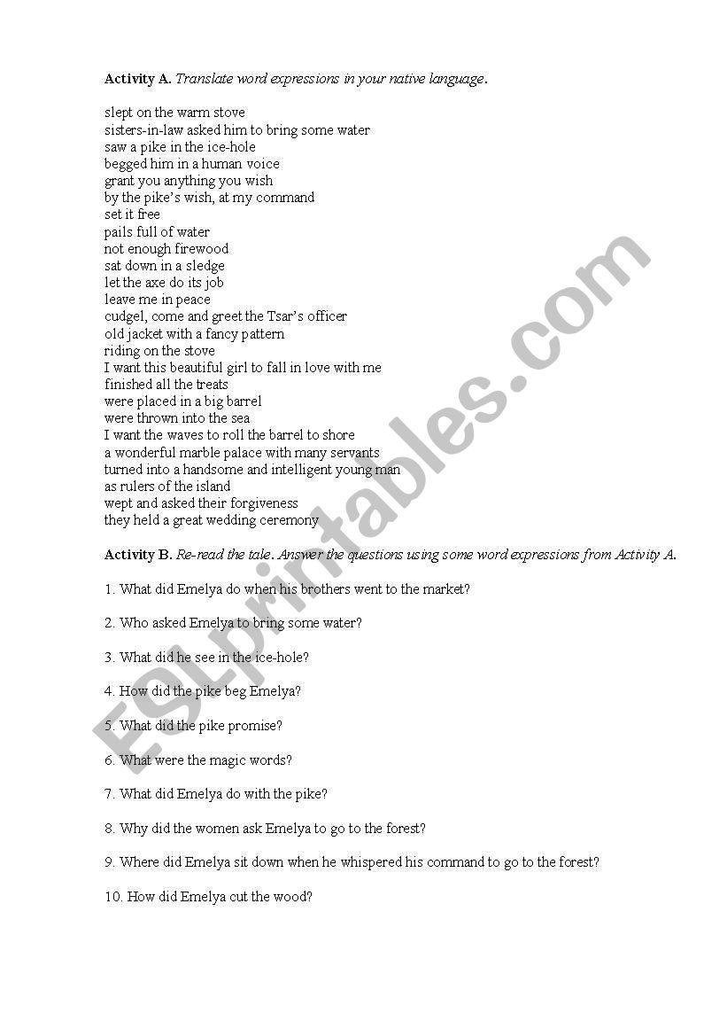 by the pikes wish worksheet