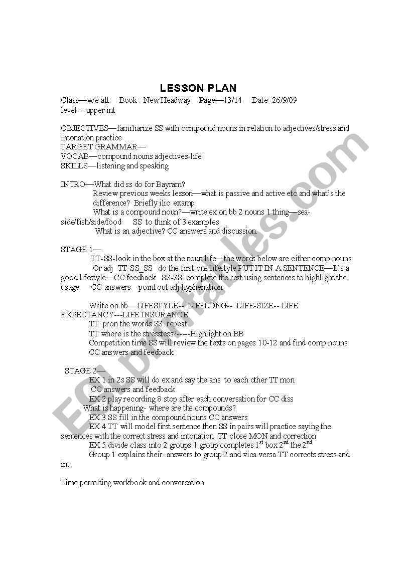 lesson  worksheet