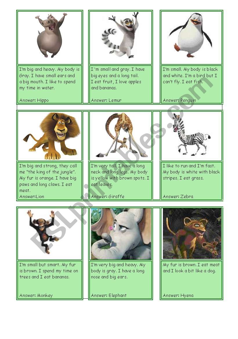animals game worksheet