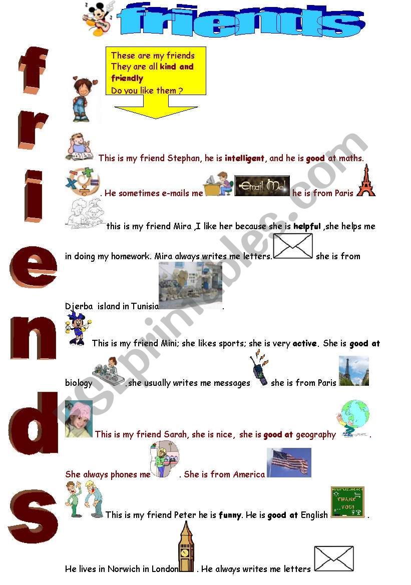 FRIENDS worksheet