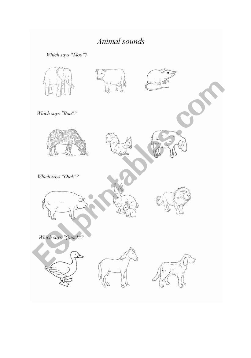 Animal sounds worksheet