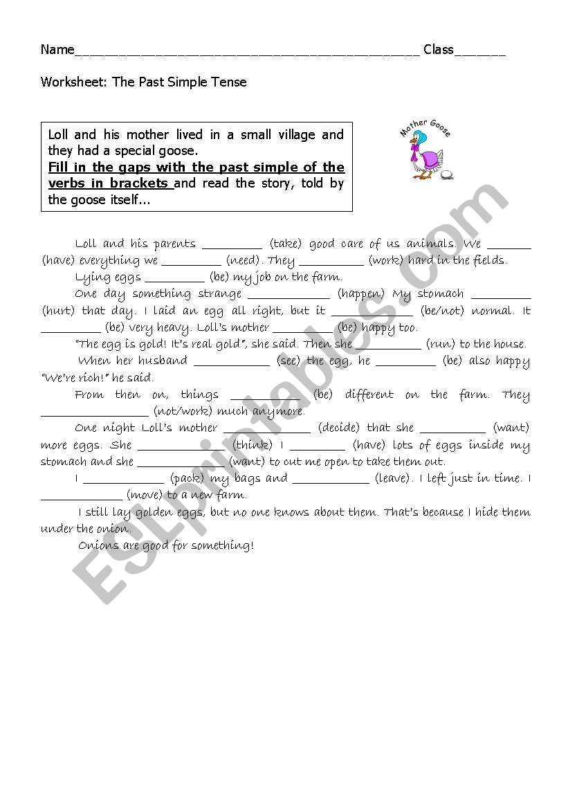 Past Simple: Mother Goose worksheet