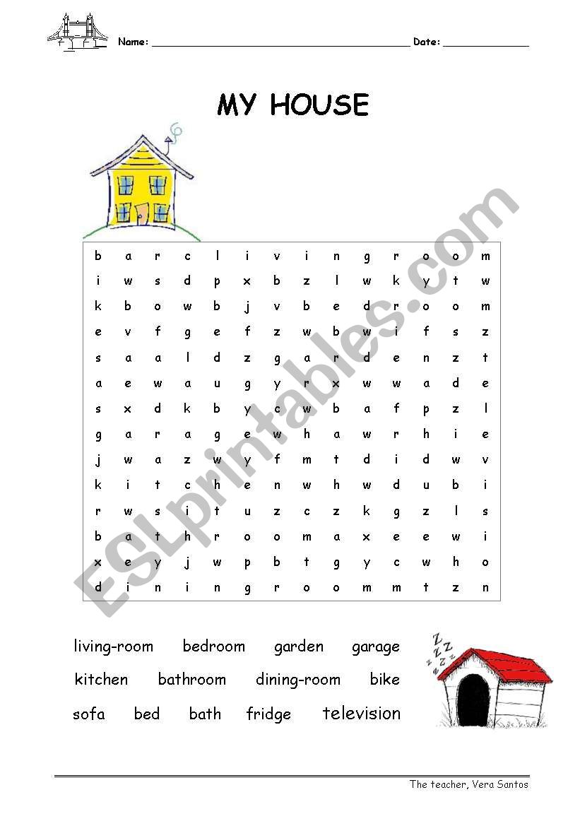 house wordsearch worksheet