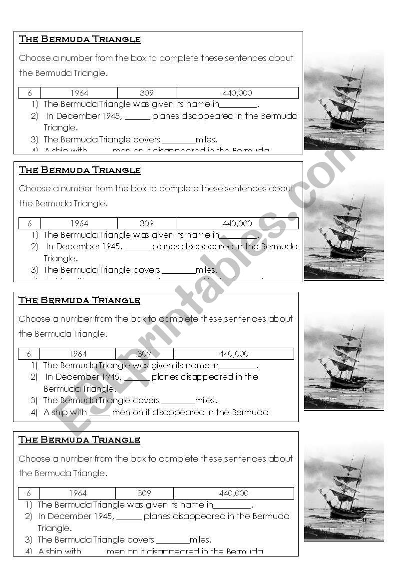 Bermuda Triangle Number sheet worksheet