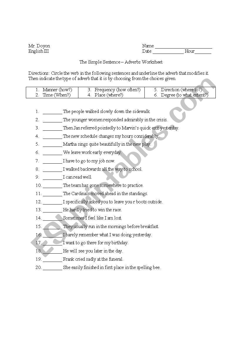 grammar worksheet