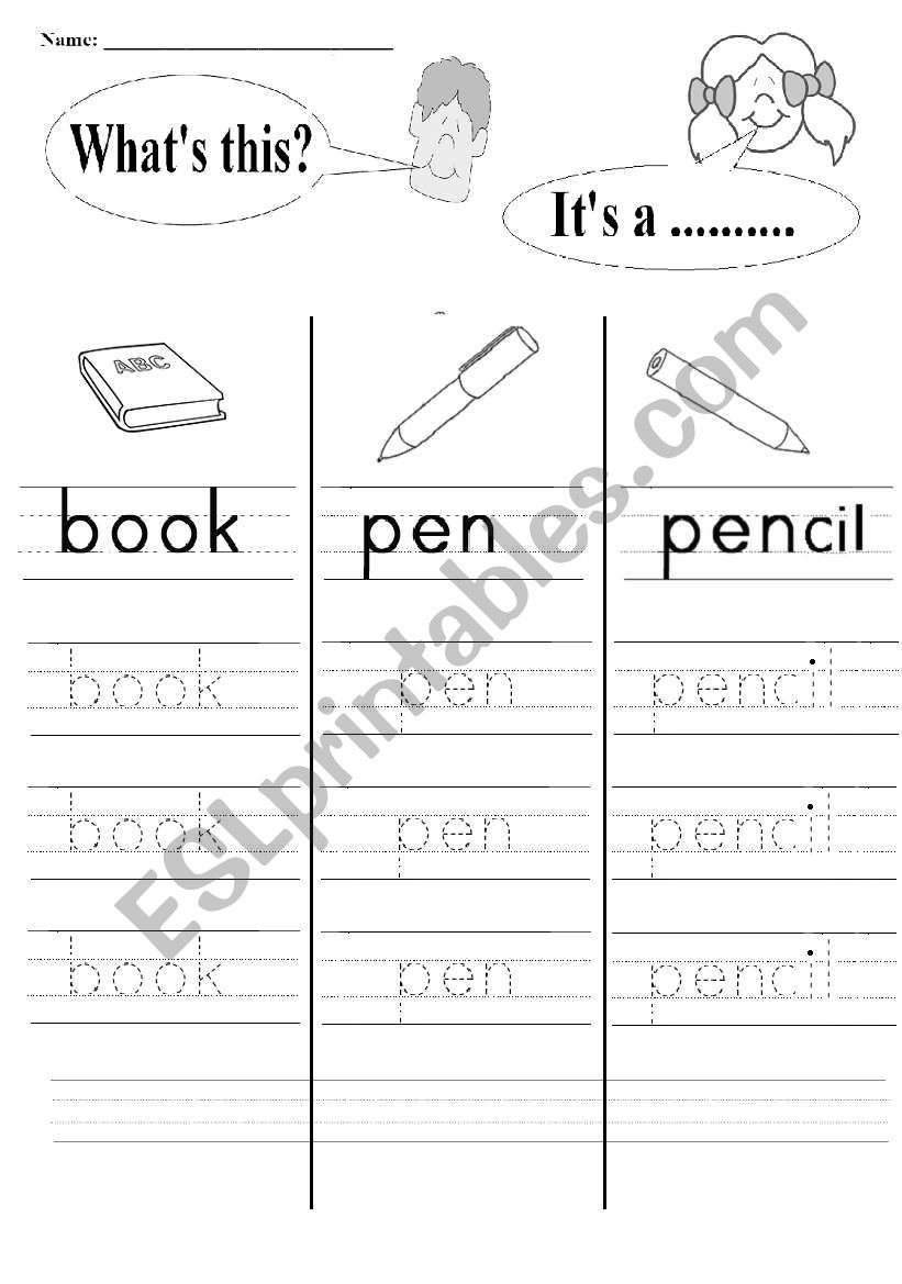 classroom bojects worksheet