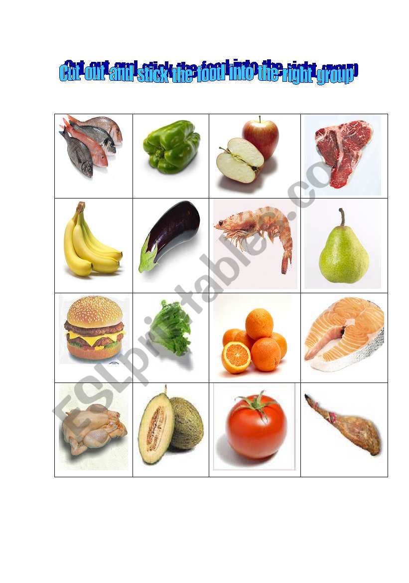 Classifying food  worksheet