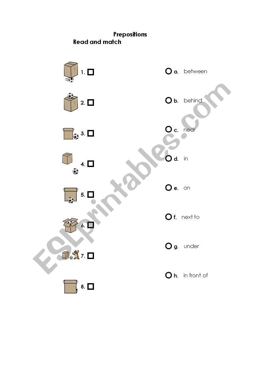 Prepositions worksheet