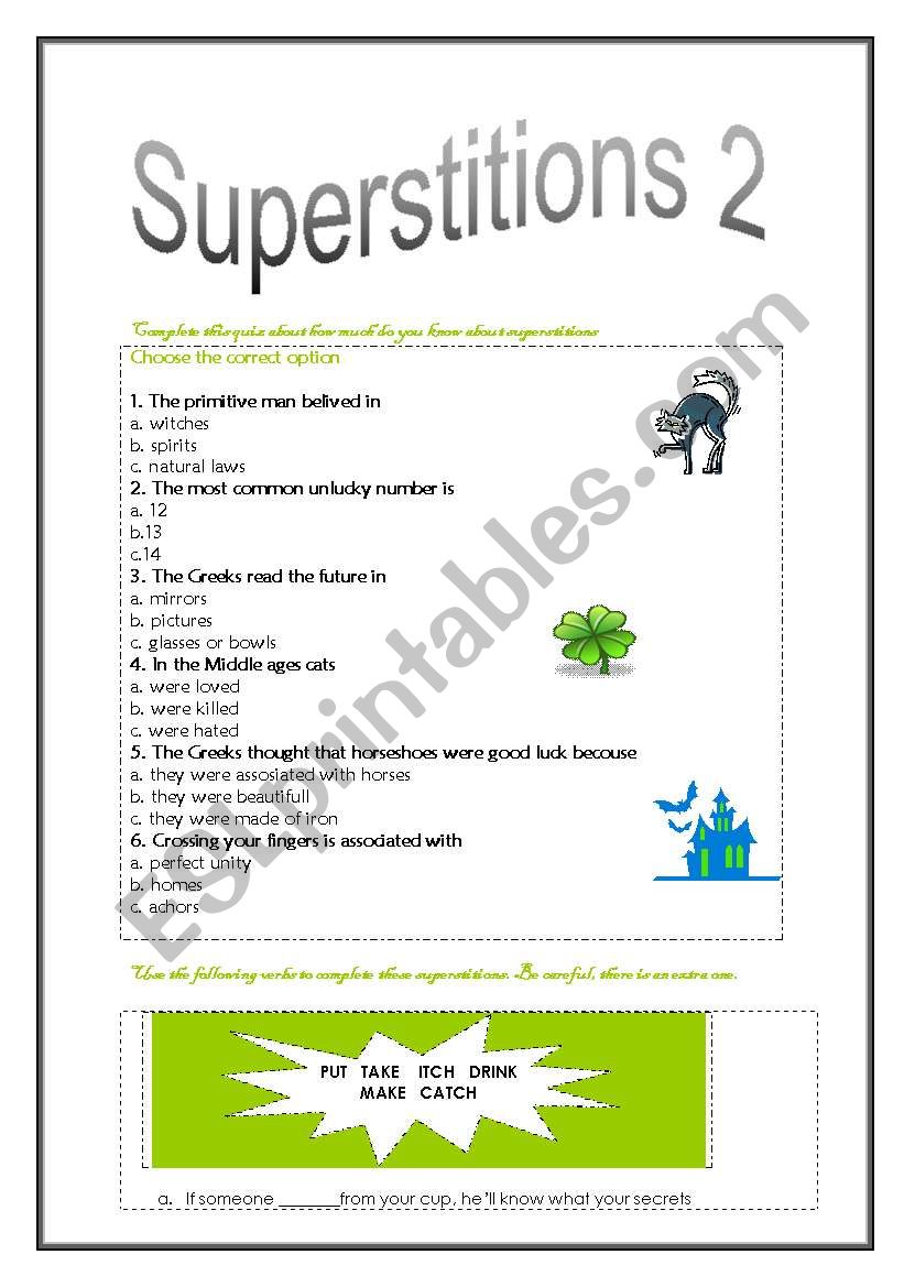 Superstitions part2 worksheet