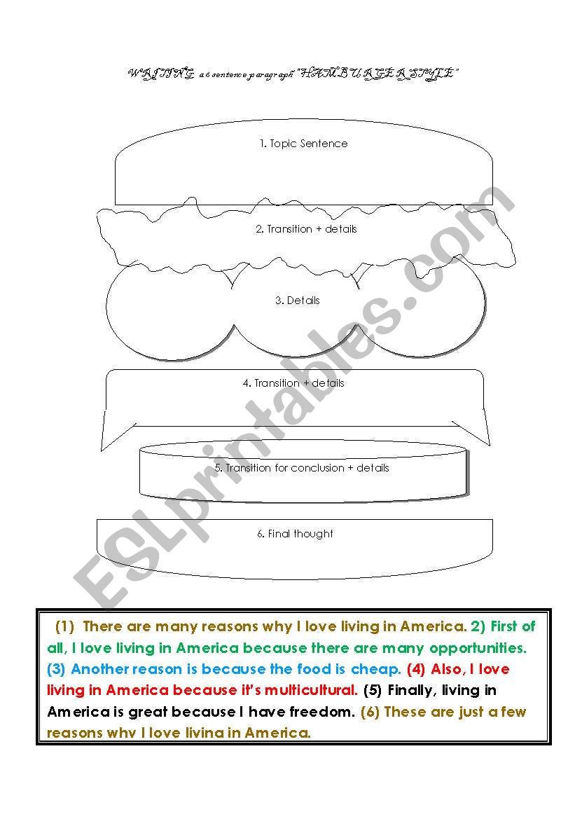 Paragraph Writing -  Hamburger Style Organizer