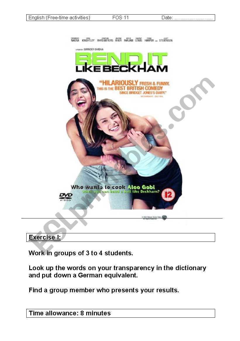 Kick it like Beckham worksheet