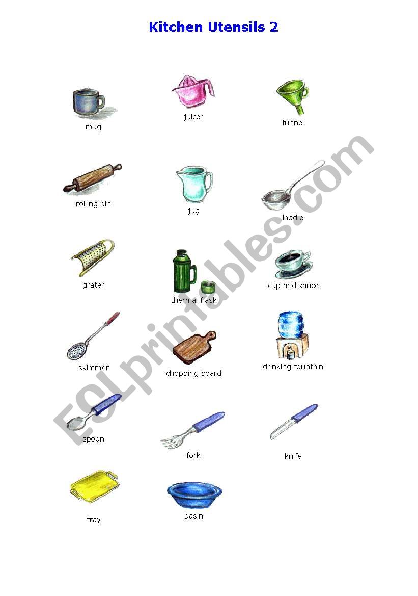 Kitchen Utensils 2 - Pictures worksheet