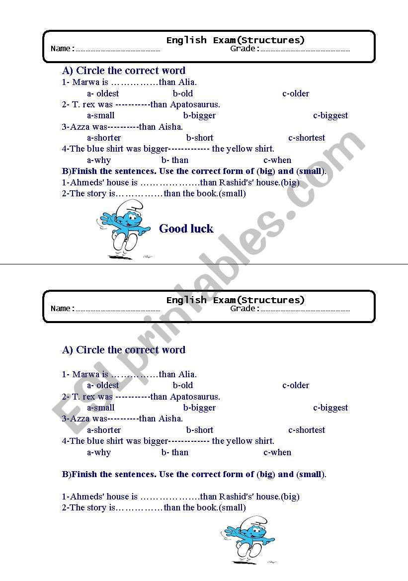 comparative worksheet