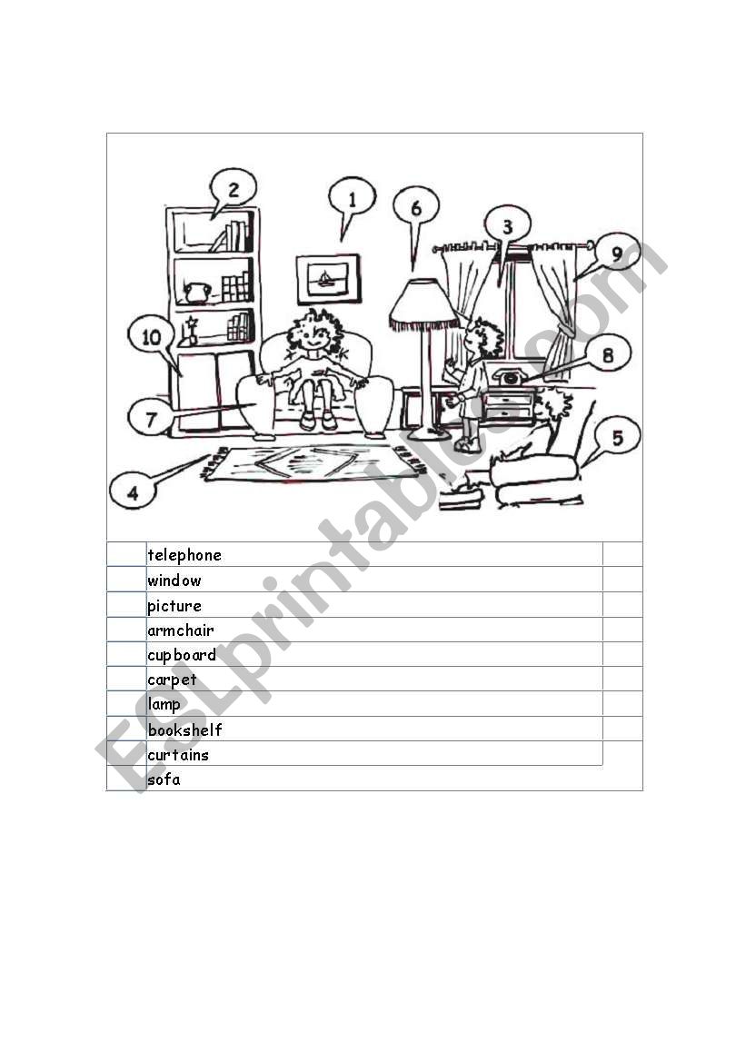 Parts of the house  worksheet