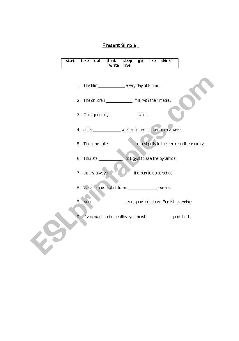 Present Simple worksheet