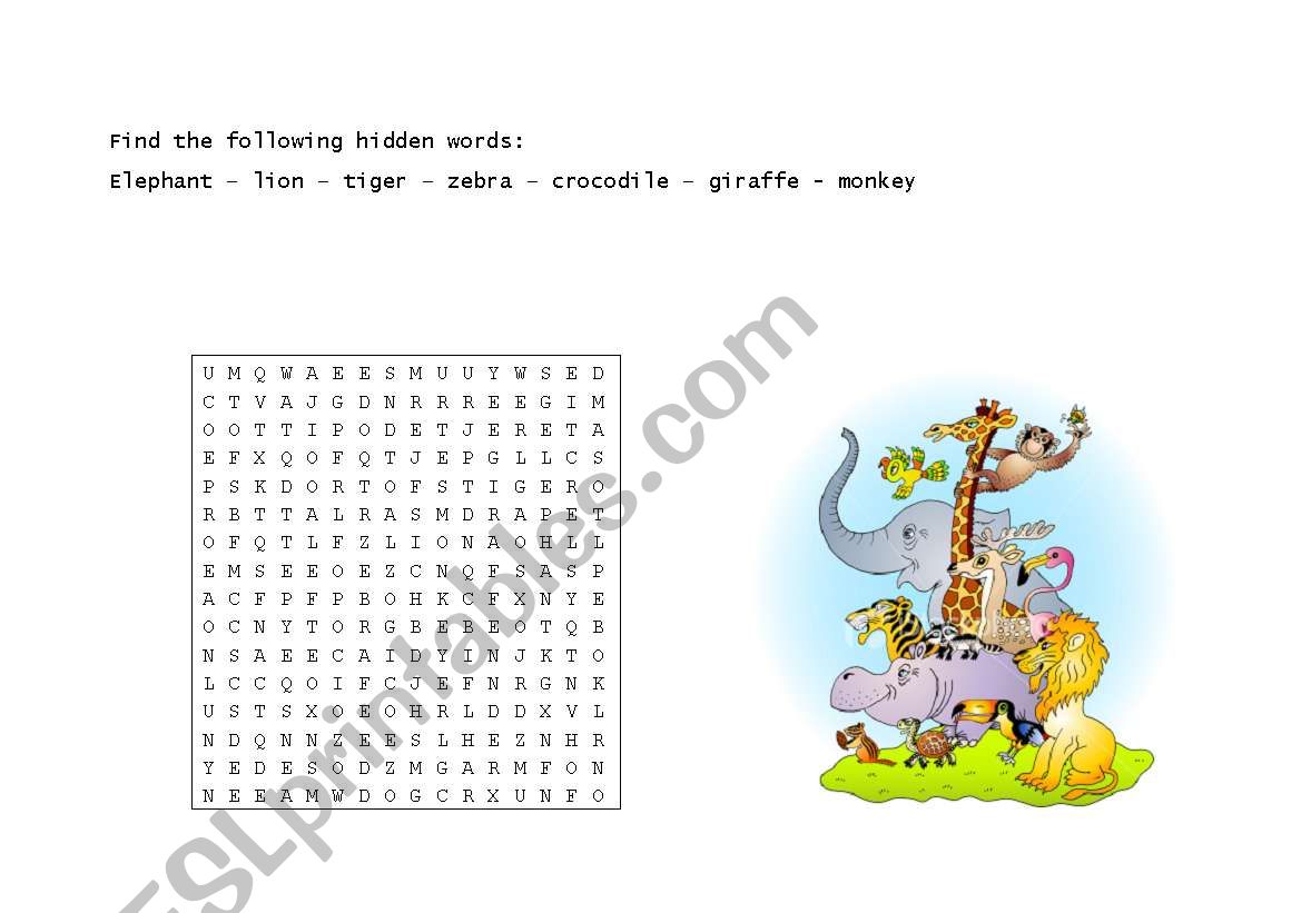 Zoo animals worksheet