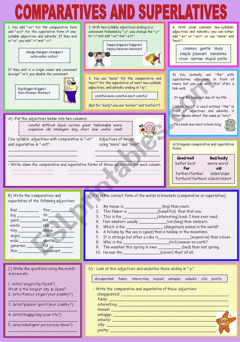 COMPARATIVES AND SUPERLATIVES worksheet