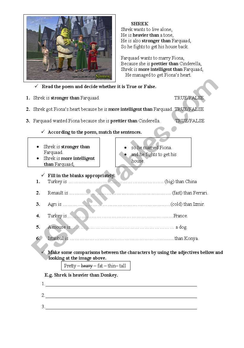 comparatives worksheet