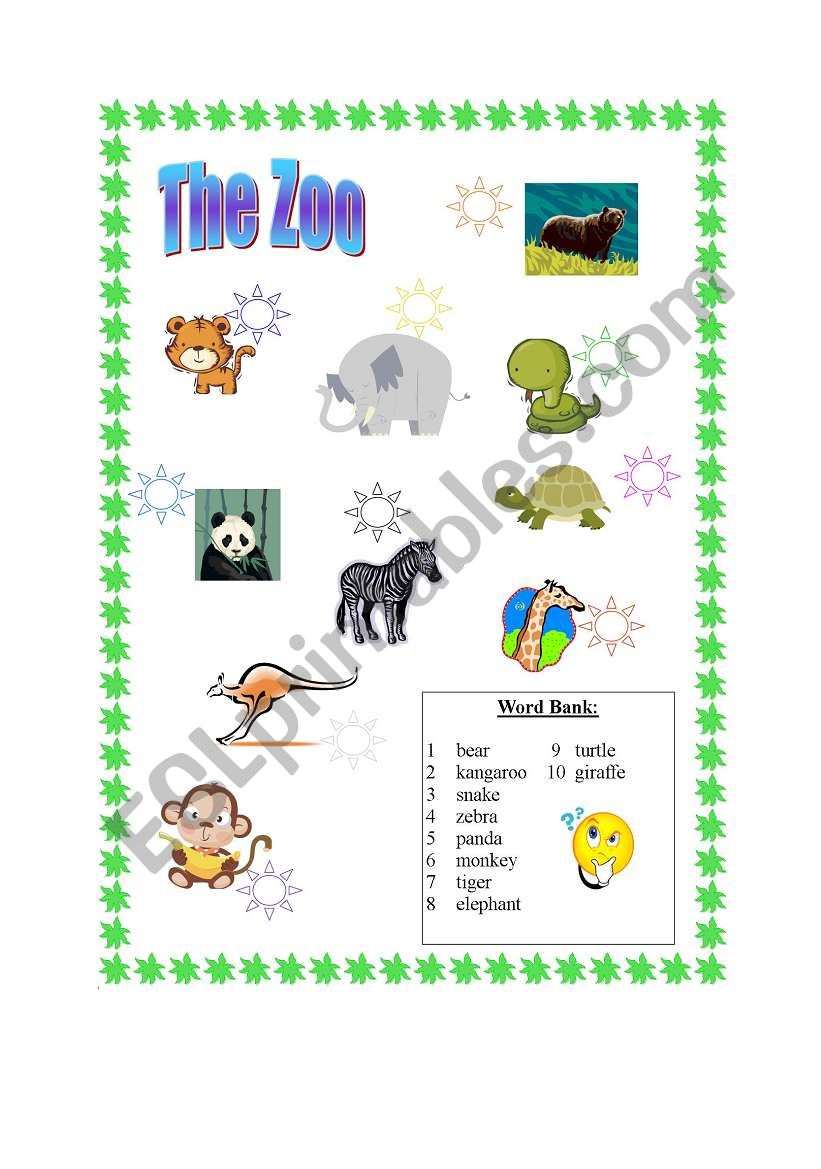 In the zoo worksheet