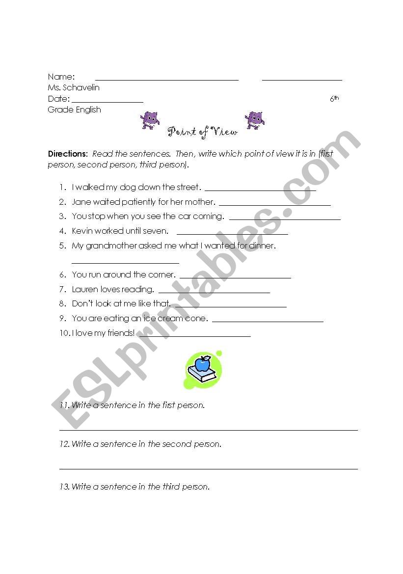 Point of View worksheet