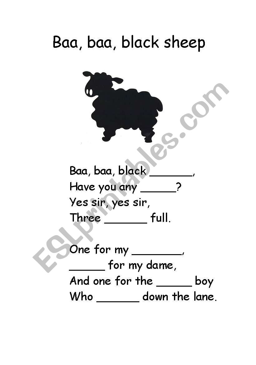 Baa, baa, black sheep - fill in missing words