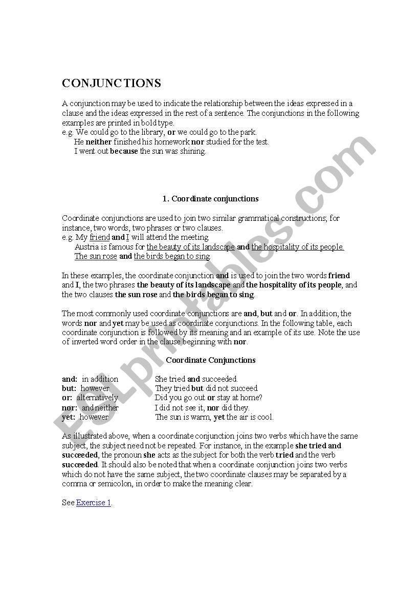 conjuncion worksheet