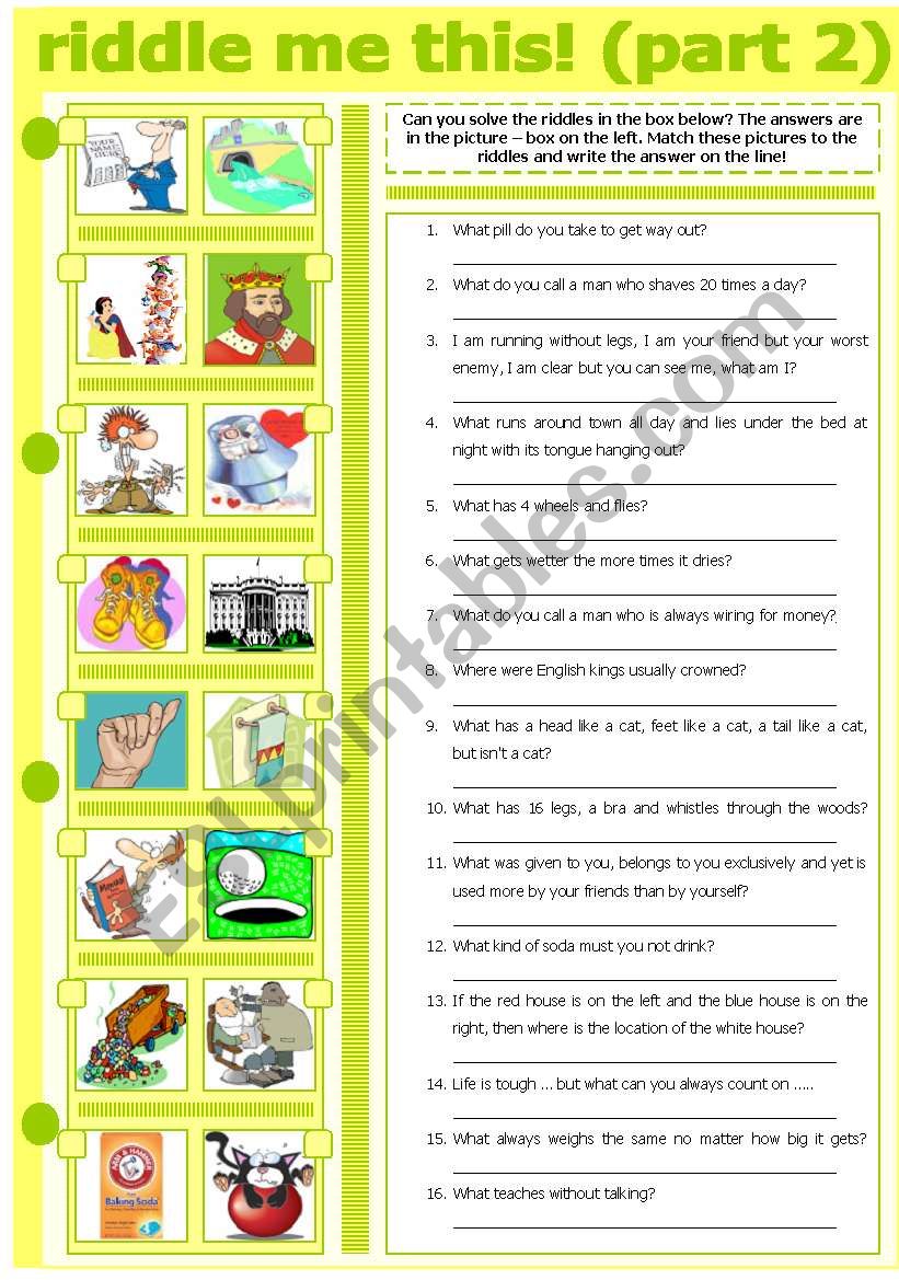 RIDDLE ME THIS! (PART 2) worksheet