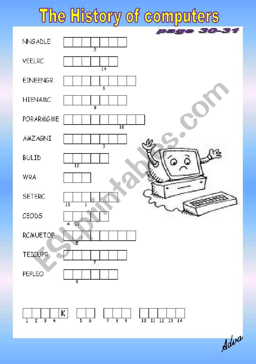 The History of computers worksheet