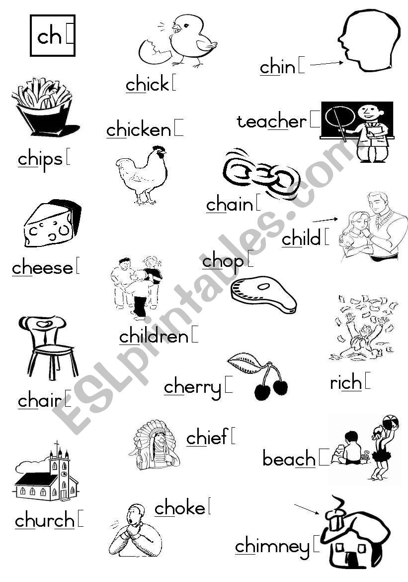 -ch-  Consonant diagraph worksheet