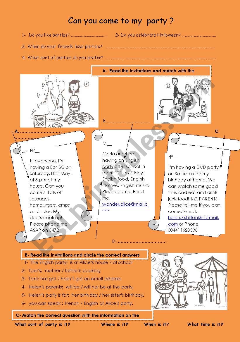 Halloween Party Invitation worksheet